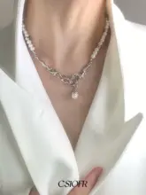 不規則な溶岩とパールのネックレス【ユニセックス・フェミニンスタイル・プチプラ】