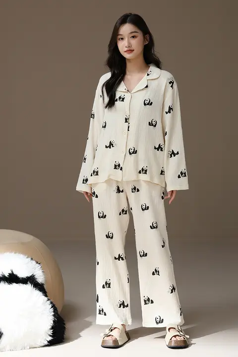 赤ちゃん用コットン製スリーパー【春秋用・長袖・甘いデザイン・外出対応・ホームウェア】（セットアップ対応）