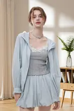 夏用UVカット女性用カジュアルトップスとミニスカート【軽量・通気性・ショートジャケット・セットアップ対応】