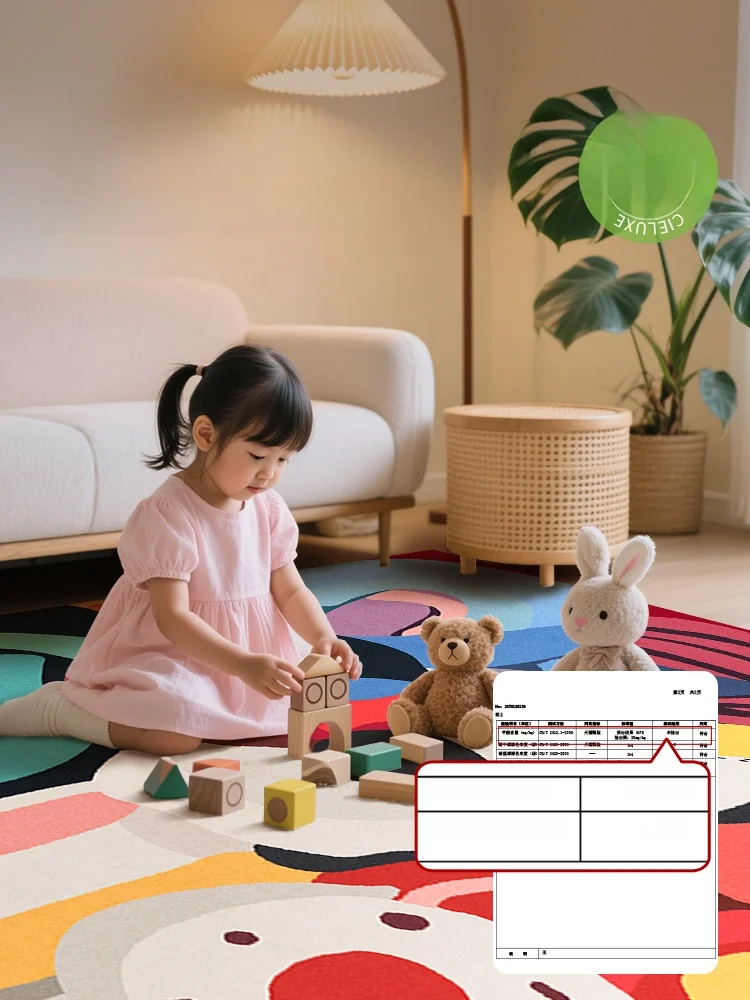 アートデザイン カラフル抽象ラグ：リビングと子供部屋に最適な多巴胺風景を実現