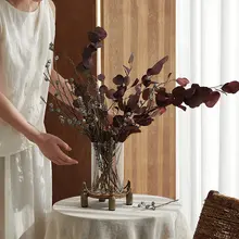 フラワーベース カットガラス 古銅色リングデザイン ヴィンテージ フレンチ風 リビング テーブル インテリア 生け花