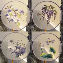 丸型団扇【国風デザイン・刺繍・子供用・舞踊用】