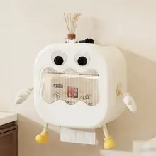 壁掛け式トイレットペーパーケース【穴あけ不要・カートンデザイン・洗面タオル収納可】