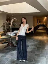 高腰フレアデニムパンツ【レトロ・ワイドレッグ・ストレート】
