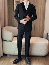 ダブルブレストスーツ【ビジネスカジュアル・フィットタイプ・新郎用・二部構成】（セットアップ対応）