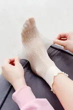 女性用白色中筒靴下【透湿・レース・春夏用】