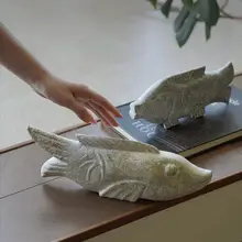 栗石風の玉石風の小魚の置物【中華風・リビングデコレーション】