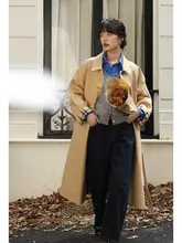 ロングカラーコート 女性 デザイン感 両面着用 カーキ色 クールな雰囲気