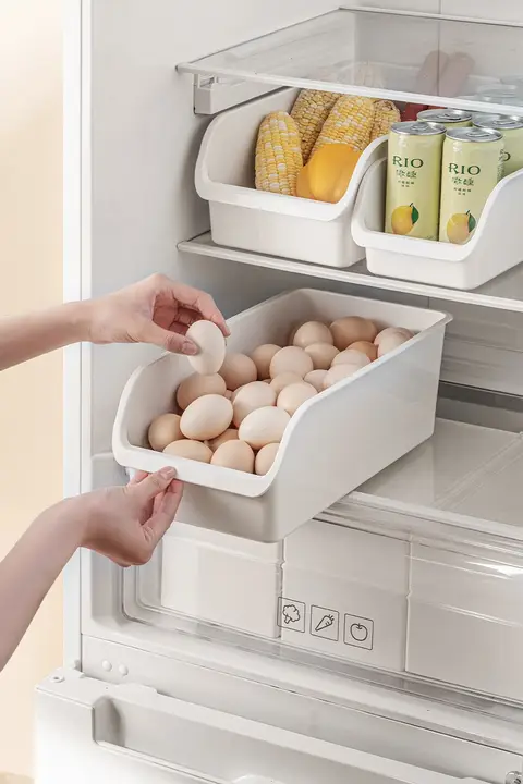 Lazy Corner キッチン用 食品グレードの卵収納ボックス【冷蔵庫用・引き出し式・野菜・果物整理】