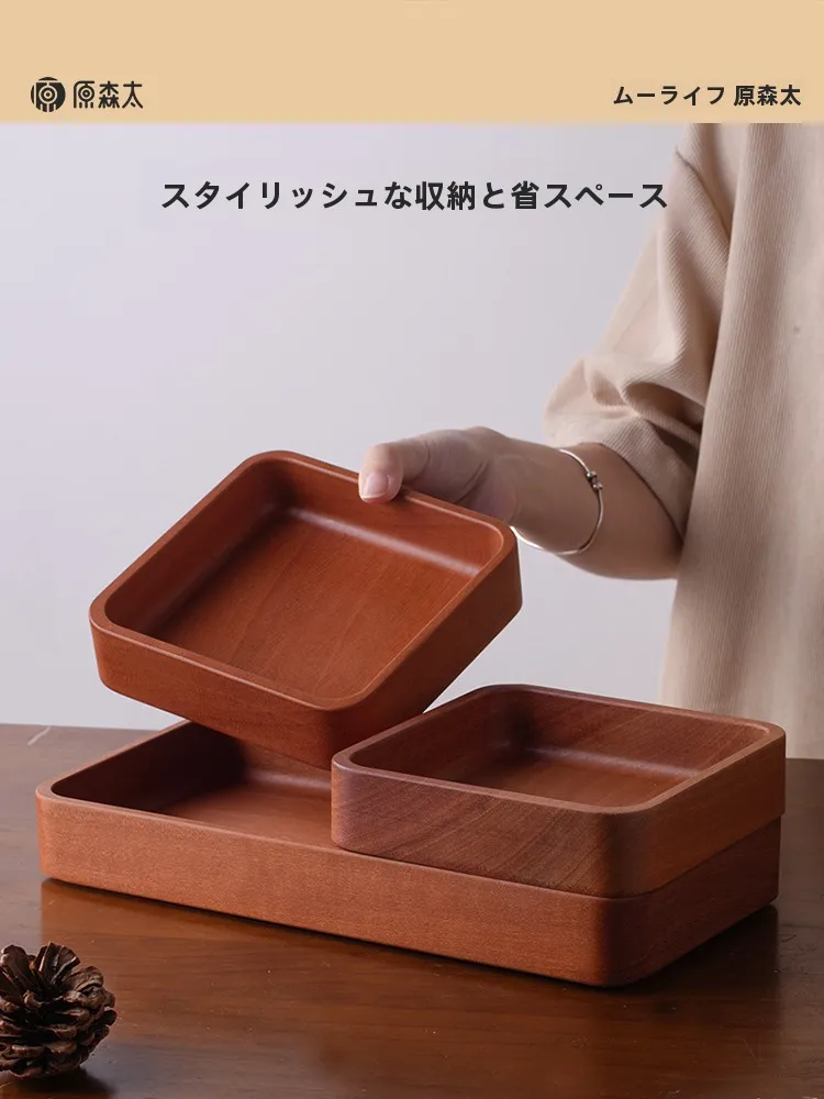 高級パインウッド製方形収納ボックスセット：シンプルデザインで家庭用の収納を最適化