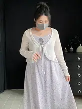 大きいサイズ キャミソールドレス用カーディガン【薄手・レース編み・Vネック】