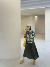 フランス風レトロ深灰色プリーツスカート【フィット・ウエストゴム・春秋用】