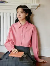法式デザインの刺繍ポケット付き長袖シャツ【ゆったりとした落ち感・カジュアルスタイル】