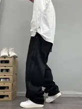 明線デザイン スト  リートヒップホップデニムパンツ【フィット・ワイドレッグ】