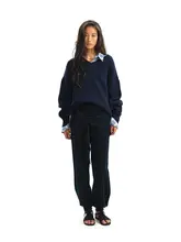 秋冬用 Vネック シルエットニットセーター【ゆったり長袖・レディース】