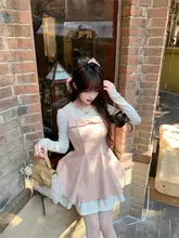フリルデザインのピンクワンピース【スイートスタイル・春夏用・ウエストシェイプ】