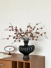花瓶 フェイクドングリ ヴィンテージ風 侘び寂び 上品 ブラック デスクデコ テーブルフラワー インテリアフラワー