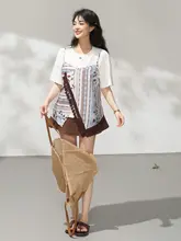 ボヘミアン風デザインの半袖Tシャツ【レトロプリント・カジュアル・夏用】（セットアップ対応）