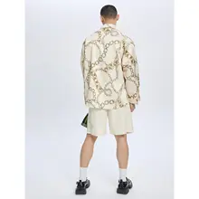 宝石プリントの長袖Vネックトップス【ゆったりデザイン・極上の柔らかさ】（セットアップ対応）