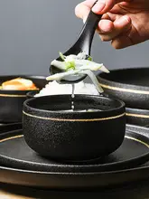 LePantry 金縁陶器 ブラック食器 セット【マット仕上げ・シンプルデザイン・家庭用】