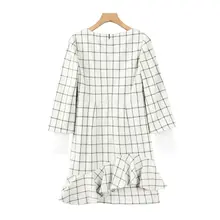 刺繍デザインのチェック柄コットンワンピース【冬用・極上の柔らかさ・ビーズ装飾】