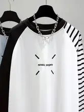 肩落ちデザインの長袖Tシャツ【ゆったりシルエット・中長丈・夏用】