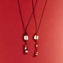 ロープ結びデザインのロングネックレス【ヴィンテージスタイル・秋冬用・女性用】