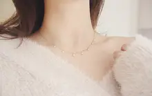 14Kゴールド仕上げの天然淡水ミニパールロックネックレス【シンプルデザイン・女性用】