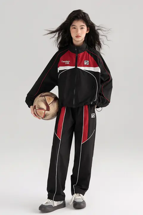 女の子用 スポーツウェア 秋新作【おしゃれなバイカースタイル・カラーコンビネーション】（セットアップ対応）