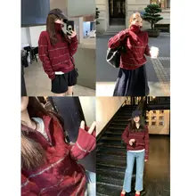 小冰bella アンゴラ混合 ロングセーター【赤白ストライプ・高襟・全羊毛】