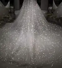 星空デザインの超きらめく二重レングスベール【ロングトレイン・シングルレイヤー・新婦用】