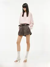春季新作の可愛いデザイン！コットンポケット付きショートパンツ【巻き縁・エフォートレススタイル】（セットアップ対応）