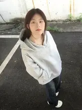 アメリカンレトロ 浅灰色フード付きフルーツスウェットシャツ【秋用・フィット・オーバーサイズ】