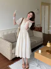 ワンピース レディース フレンチ風 オフホワイト おしゃれ デザイン性 ぽっちゃり きれいめ 上品 大人可愛い リゾート 夏