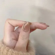 手作り猫目デザインの短いネイルチップ【キラキラしたストーン・学生向け・明るい色合い】