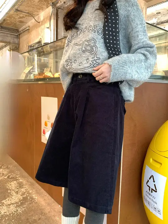 コーデュロイパンツ レディース ファスナー ボタン 韓国風 カジュアル シンプル 着回し 秋冬 「hollyii」