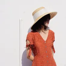 大きなつばの日よけ帽子 レディース 夏 休暇 麦わら