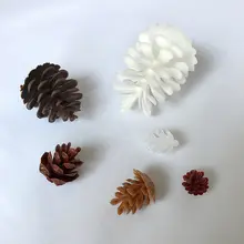 プラスチック製 松の実デザイン ゴールドクリスマス装飾【シルバーの挿し木・手作りDIY材料】