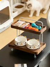 ペット用オープンラック【おやつ・おもちゃ収納・ウォールナット素材・移動可能】