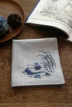 クラシックな刺繍デザインの全棉ハンカチ【中国古風・お土産用】