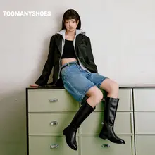 細身のフィルター付き厚底ロングブーツ【秋冬用・膝上丈・ライダーブーツ】
