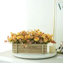レトロ風アレンジメントのフェイクフラワー【木製フェンス・リビング・ダイニング・カフェ用装飾】