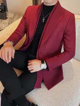 春秋向け 高級感あるダブルカラー メンズスーツ【スリムフィット・プレーンカラー・ビジネスカジュアル・結婚式対応】
