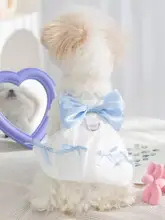犬用カラフルリボン付きキャミソールドレス【夏用・毛が抜けにくい・薄手・ビションフリーゼ・テディベア型】