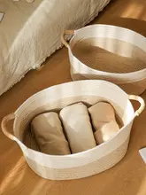 コットン糸手編み収納バスケット【布製・雑貨整理・お菓子やおもちゃ用・軽量】