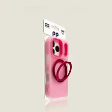 iPhone用粉色マグネット吸着スタンドケース【衝撃吸収・ジェリーテクスチャー・男女兼用】