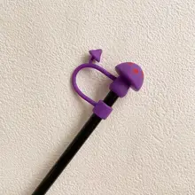 スターバックス用吸い口カップ 紫黒シリーズ 万聖節カートゥーンクマ帽子 防塵ストローキャップ