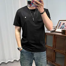 男士用 コットンリネン 半袖Tシャツ【シンプルデザイン・丸首・通気性】