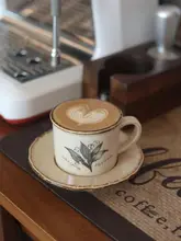 ヴィンテージ風変色陶器のコーヒーカップ【高品質・カフェラテ・手淹れ用】
