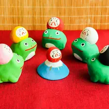 手作り陶器の富士山ダルマ置物【開運・インテリア用・創作工芸品】